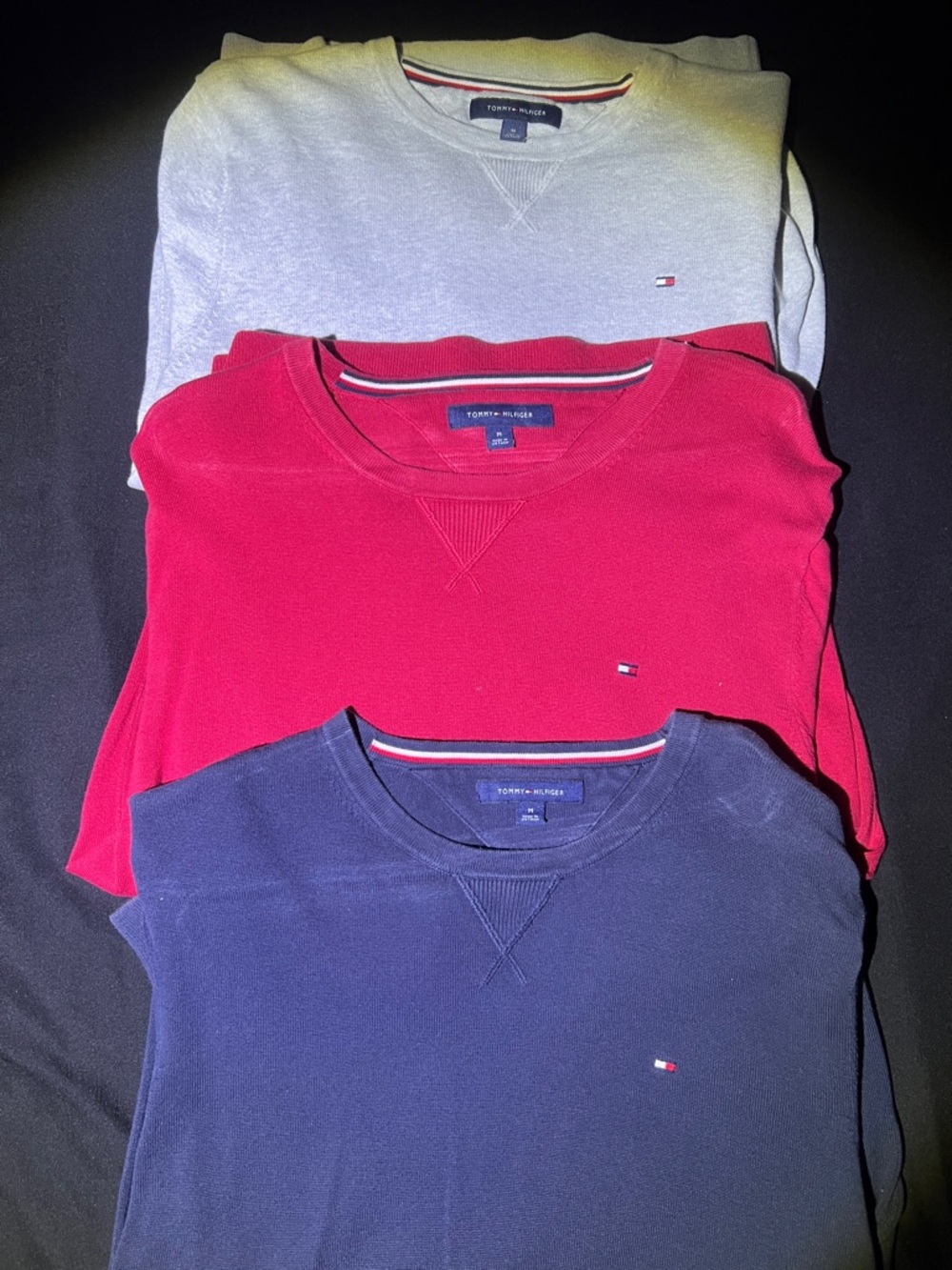 Tommy Hilfiger Sweatshirt Long Sleeve Trio in Navy, Red, Light Gray